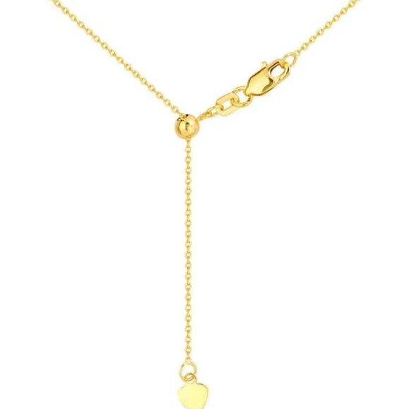 14K Yellow Gold Heavy Cable Slide Chain Necklace / Adjustable length up to 22" - Picture 8 of 8